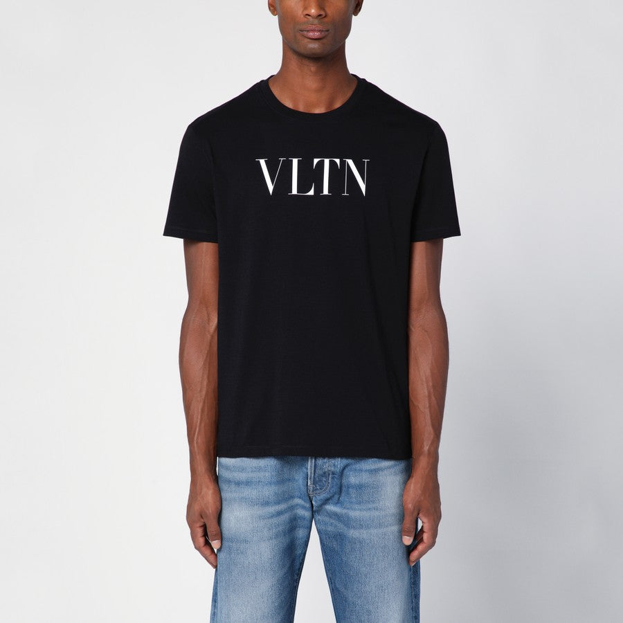 T-shirt noir en coton avec logo VLTN