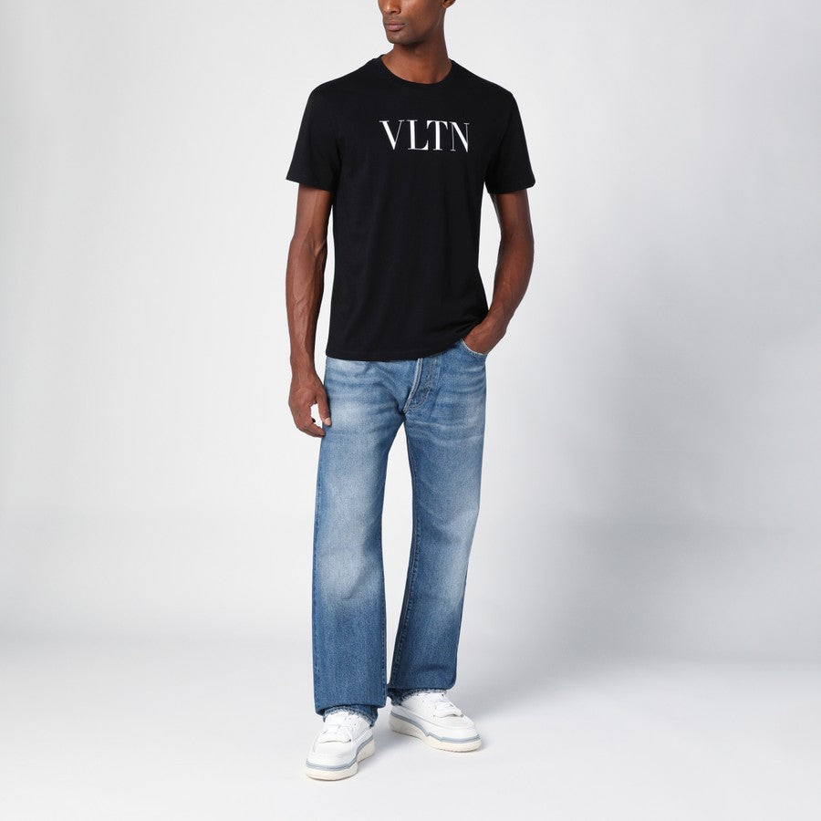 T-shirt noir en coton avec logo VLTN