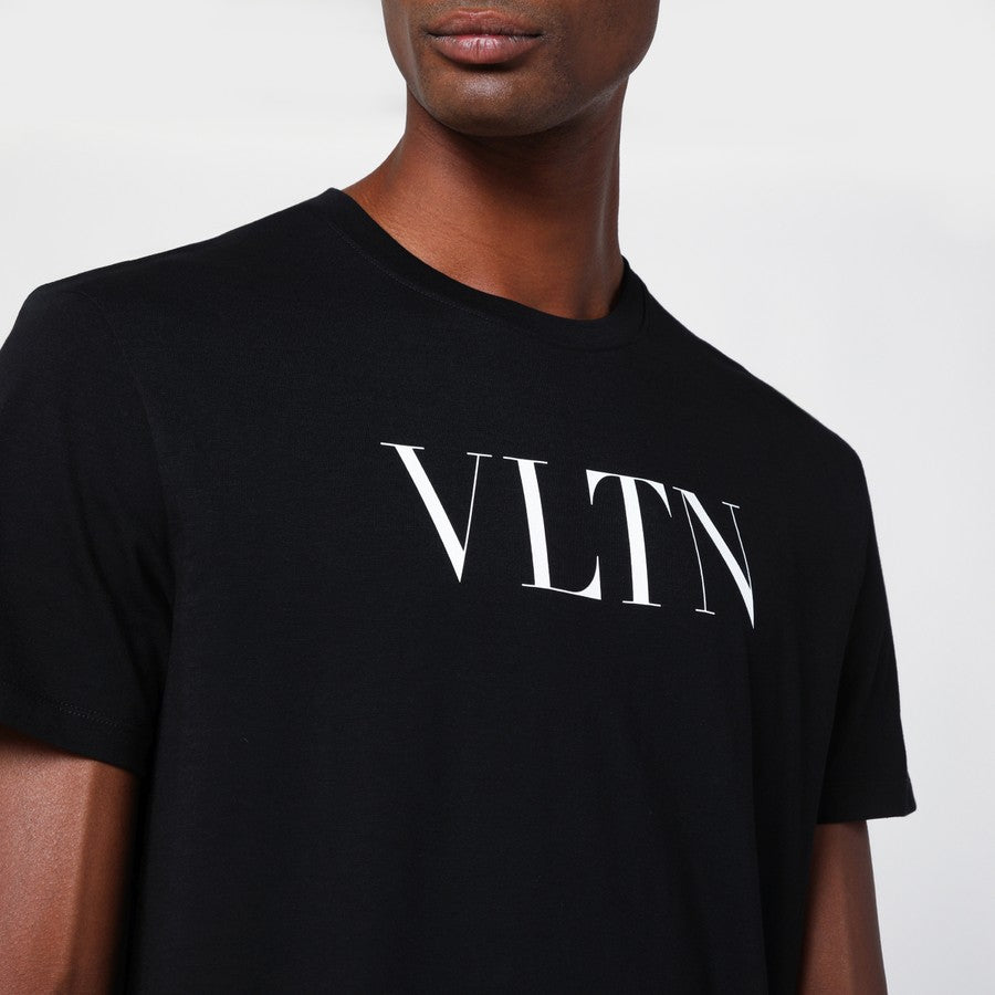 T-shirt noir en coton avec logo VLTN