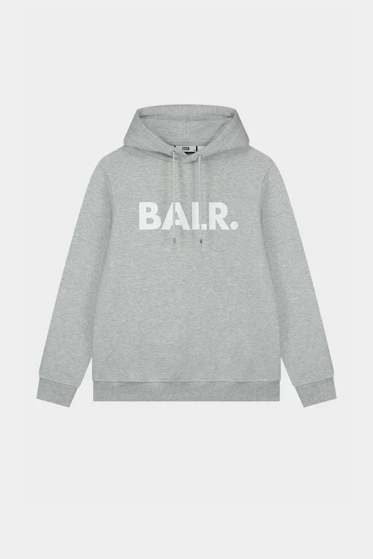 Brand Straight Hoodie Grey Melange