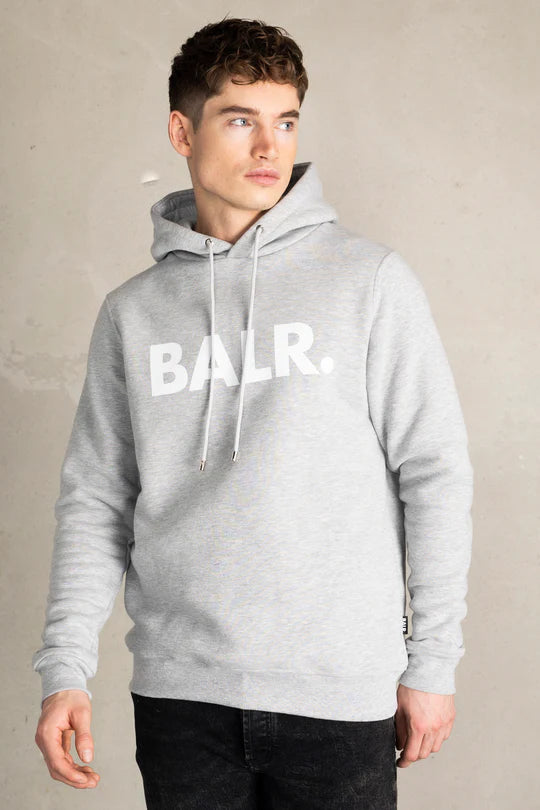 Brand Straight Hoodie Grey Melange