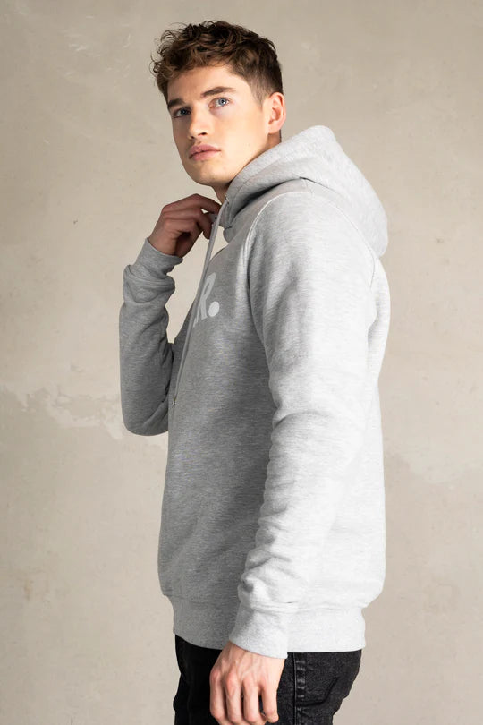 Brand Straight Hoodie Grey Melange