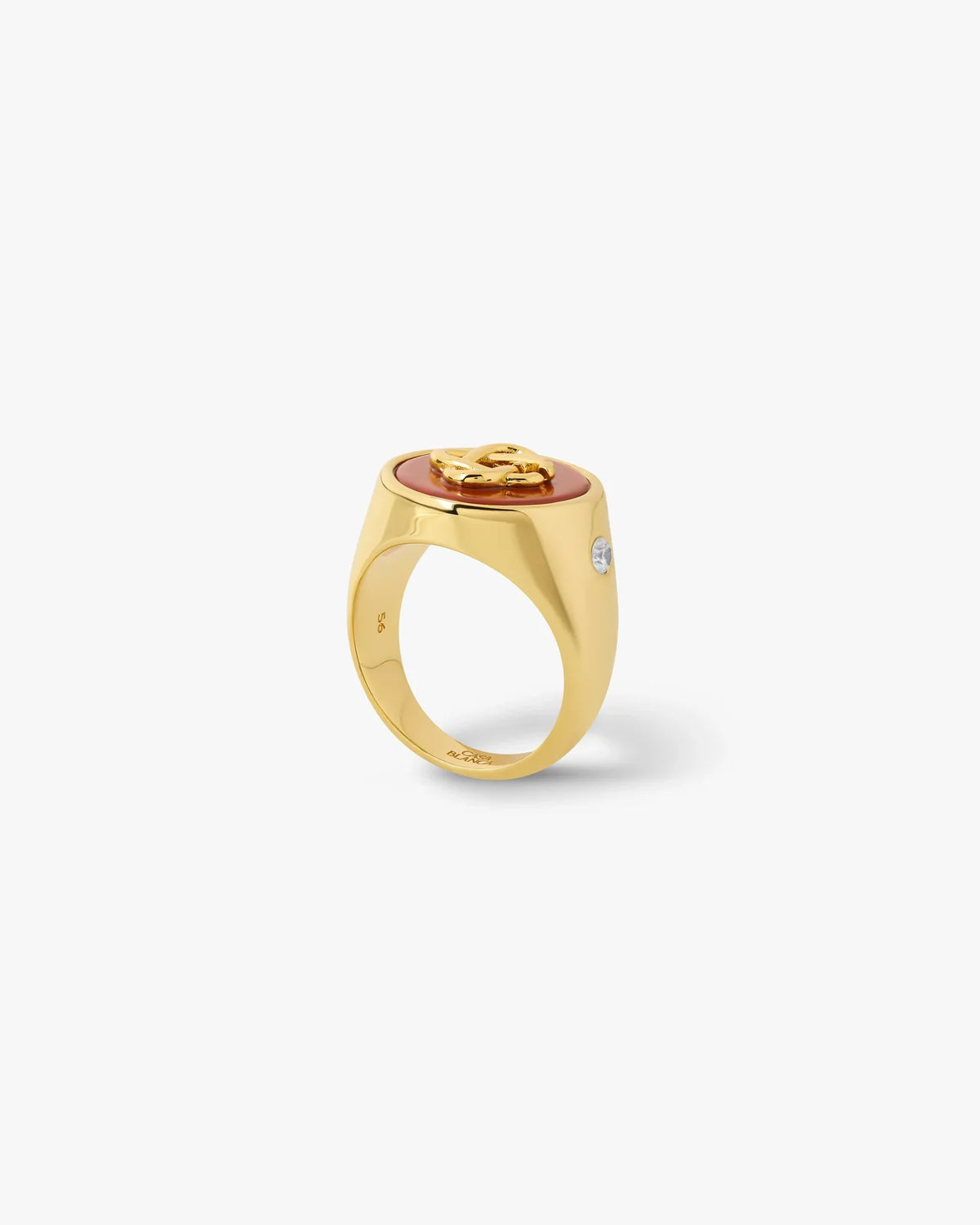 Bague Casablanca Chevalière à pierre dorée et rouge maison prado algerie