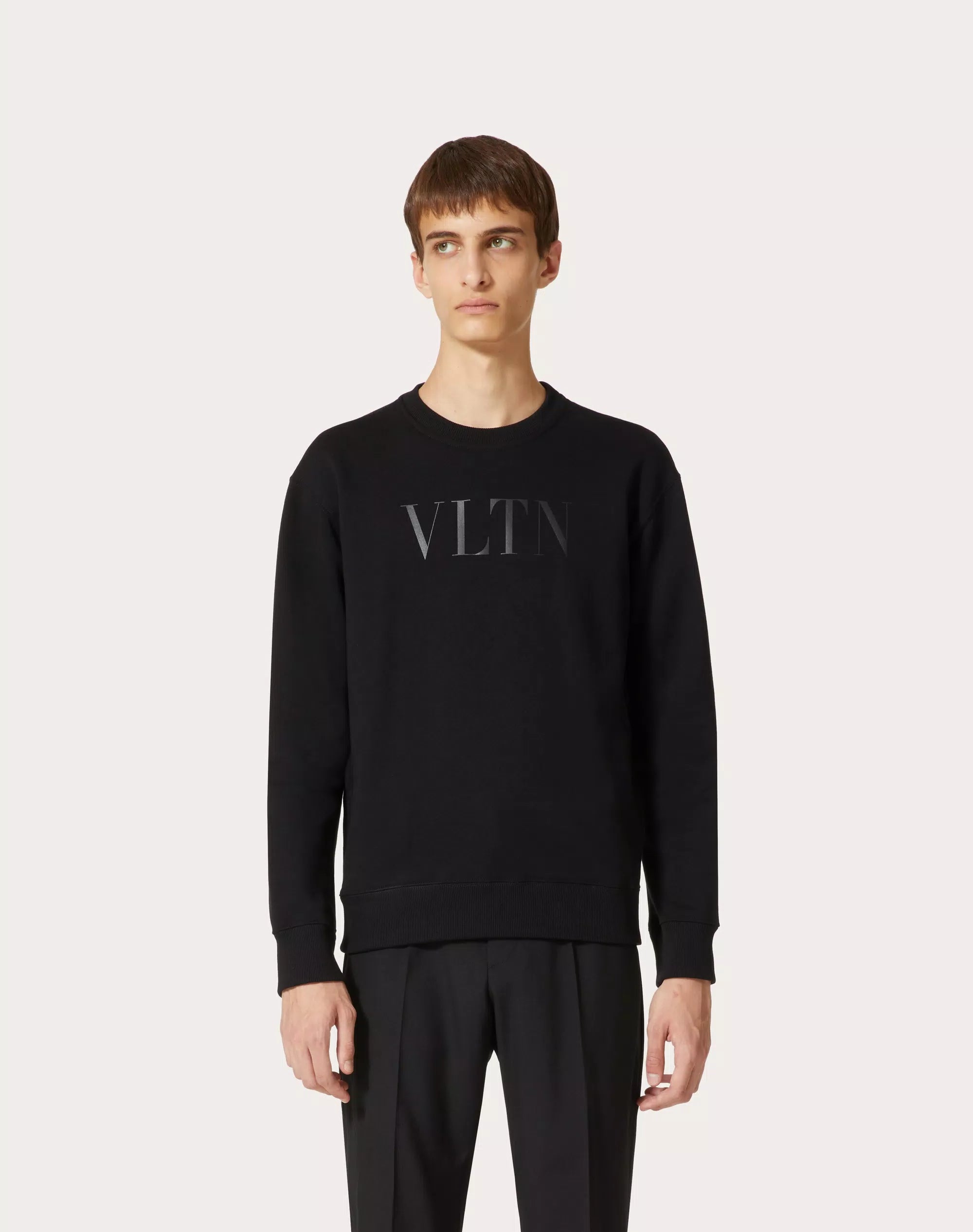 CREW-NECK COTTON SWEATSHIRT WITH VLTN PRINT CREW-NECK COTTON SWEATSHIRT WITH VLTN PRINT