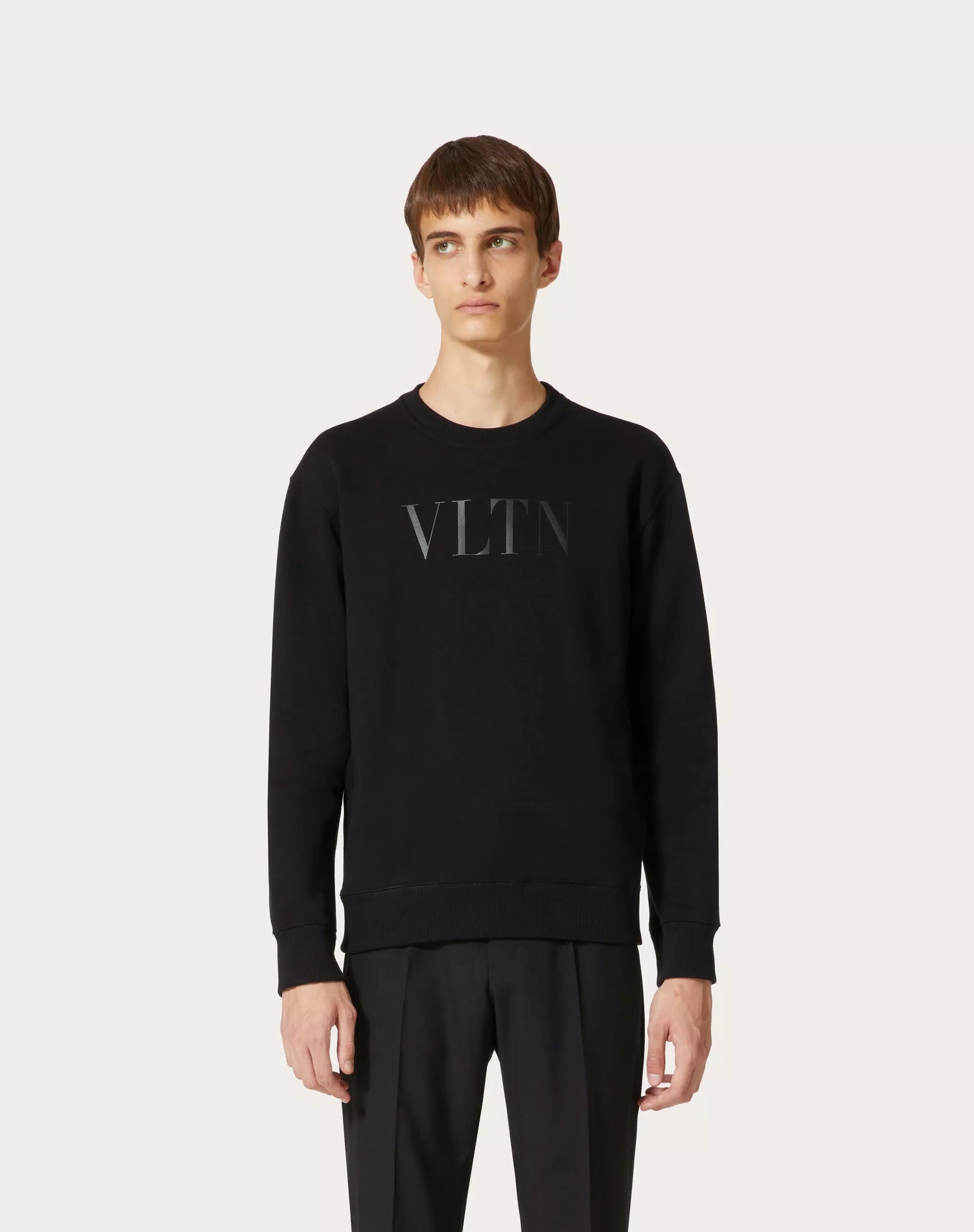 CREW-NECK COTTON SWEATSHIRT WITH VLTN PRINT CREW-NECK COTTON SWEATSHIRT WITH VLTN PRINT