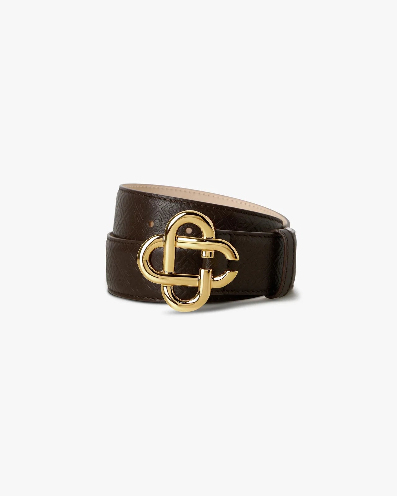 Ceinture pour homme marron et dorée en cuir à monogramme CC