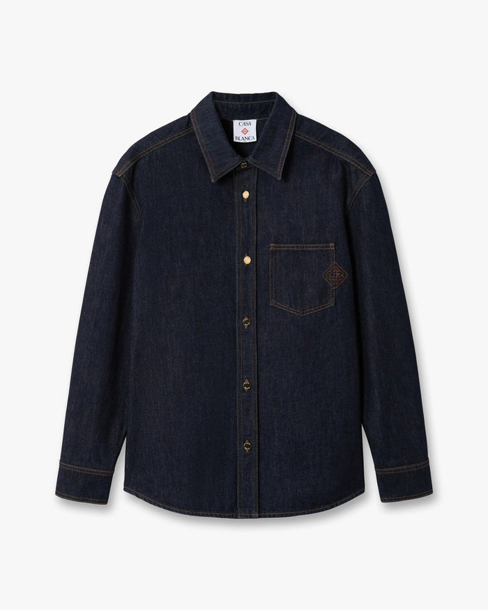 Chemise Casablanca à  indigo en denim brut