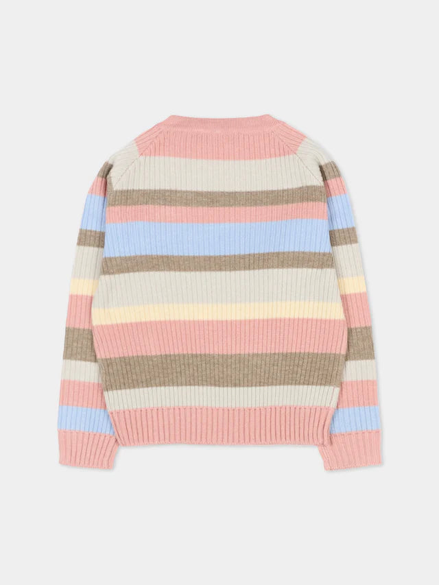 Pull multicolore pour bébé fille avec logo
