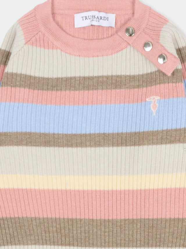 Pull multicolore pour bébé fille avec logo