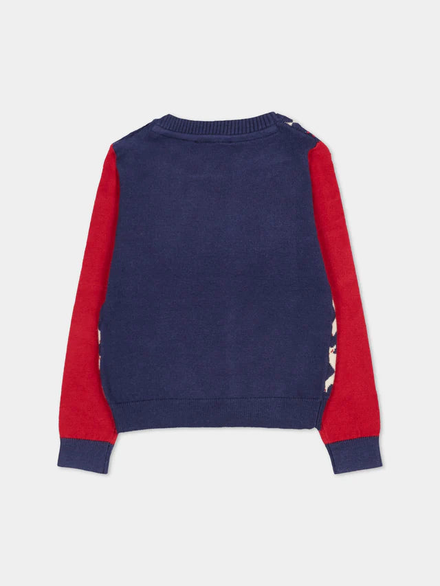 Pull multicolore pour bébé fille avec motif de carte à joue