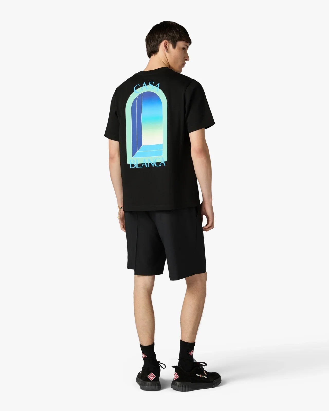 T‑shirt CASABLANCA  noir et vert menthe L’Arche