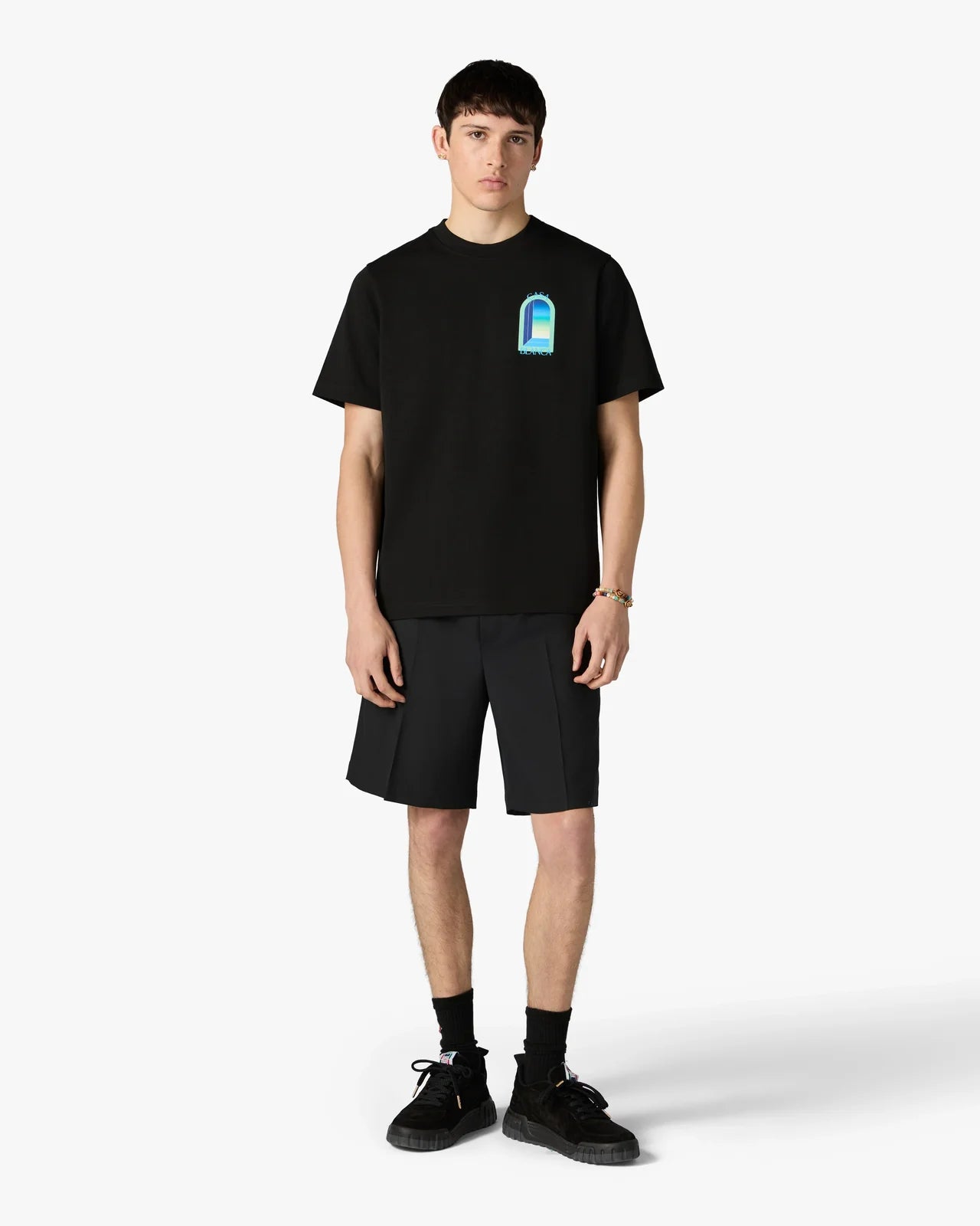 T‑shirt CASABLANCA  noir et vert menthe L’Arche