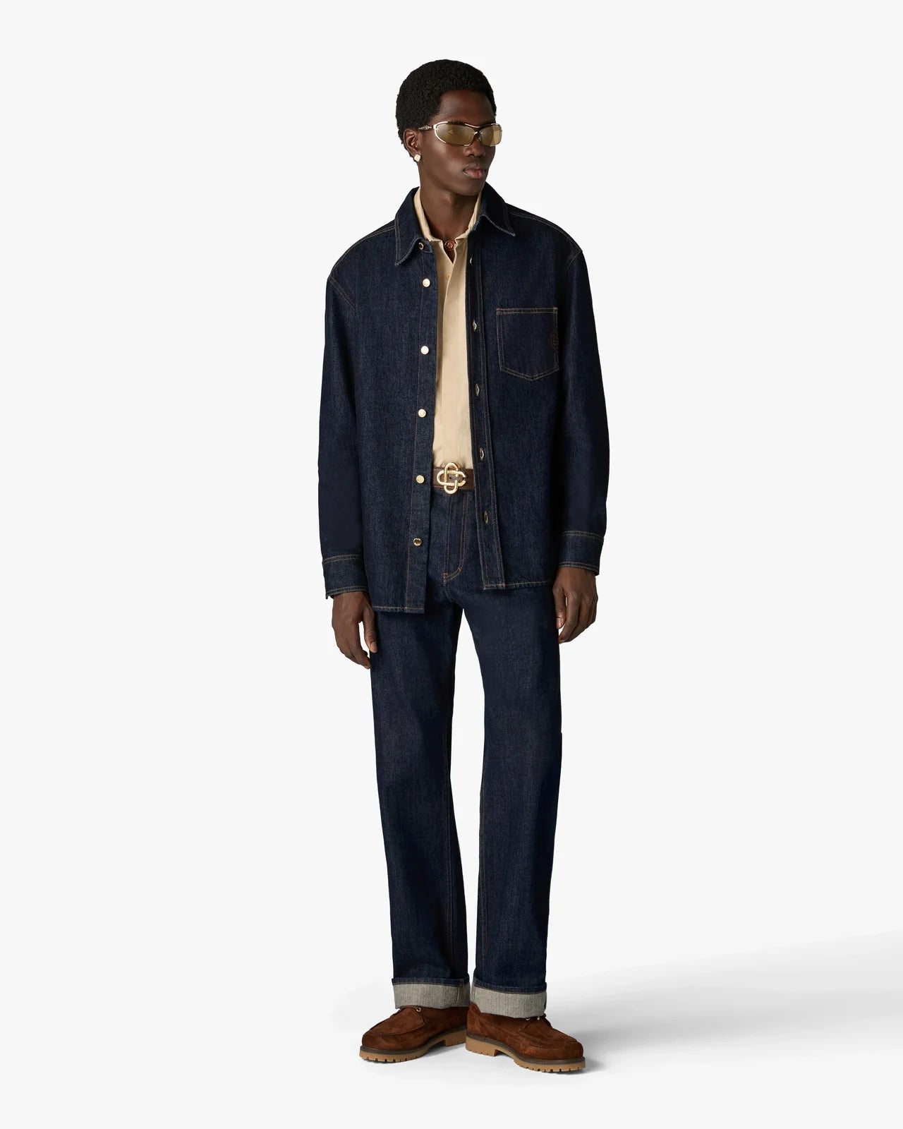 Chemise Casablanca à  indigo en denim brut