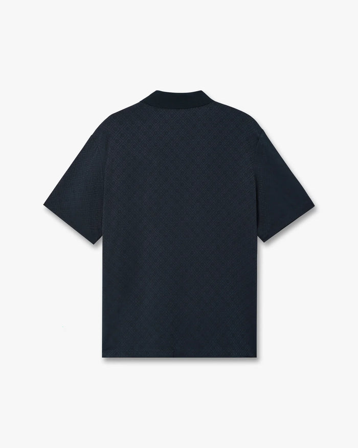 Polo à manches courtes et col en maille bleu marine
