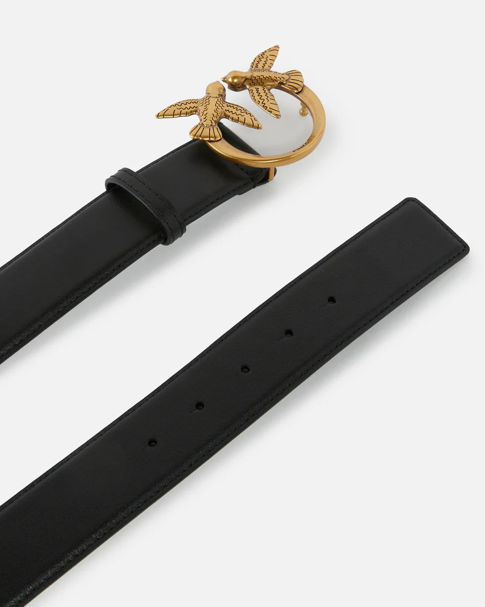 Ceinture large Love Birds en cuir 4cm