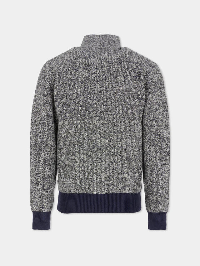 Cardigan bleu pour garçon avec logo TRUSSARDI