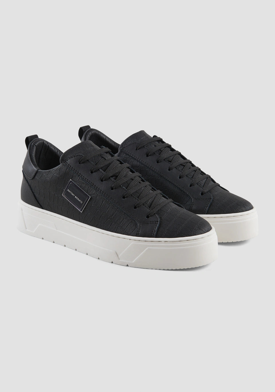 SNEAKERS « METAL BOLD » ANIMAL EN CUIR NOIR