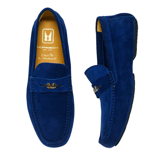 Moreschi Men's Blue Suede Loafer 44397