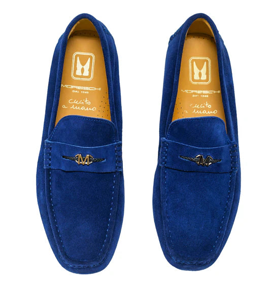 Moreschi Men's Blue Suede Loafer 44397