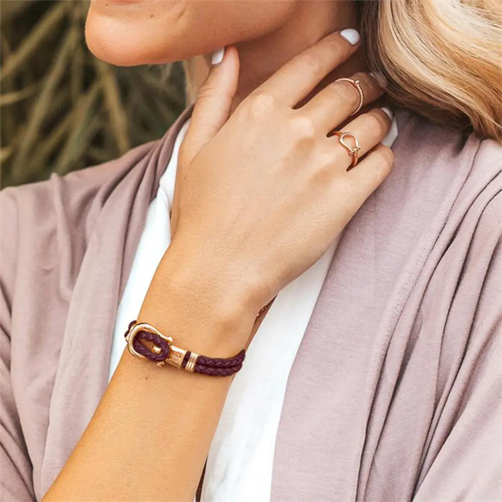 Phinity leather bracelet in dark mauve PH-FSH-L-R-DM