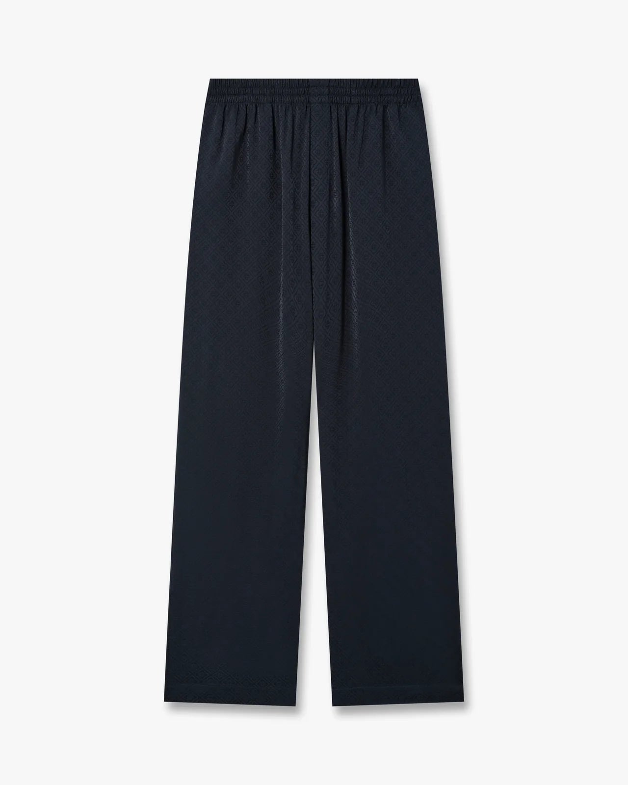 Pantalon en soie monogrammé bleu marine foncé masion prado