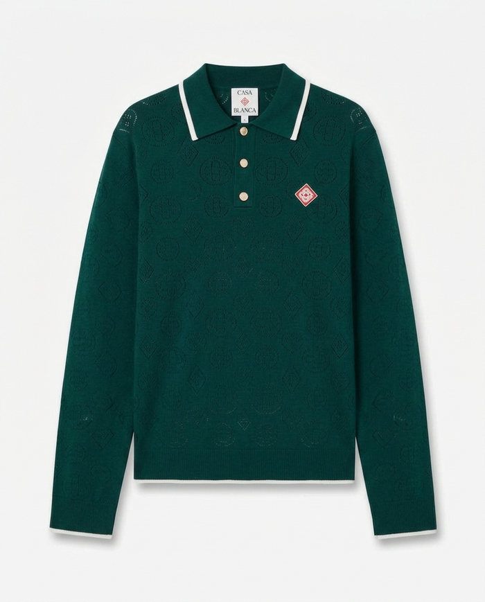 Polo Casablanca Pointelle LS Polo Shirt