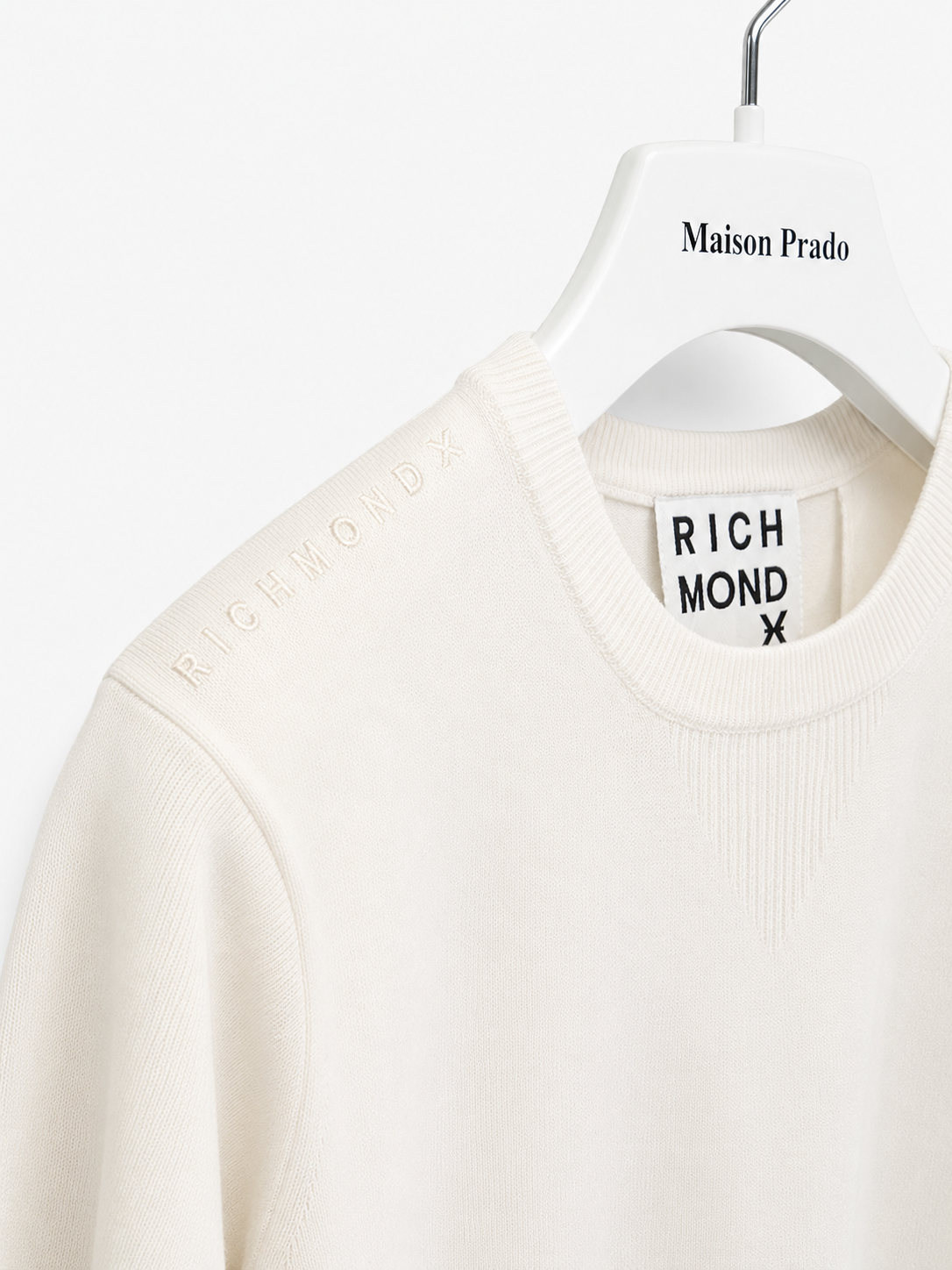SWEATER RICHMOND MALDI(CREW NECK) BLANC-01