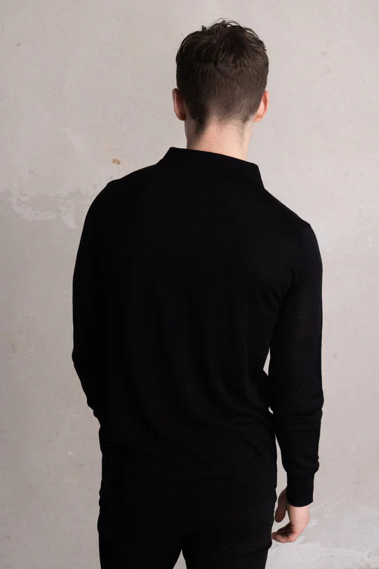 Porter Regular Knitted Polo Jet Black