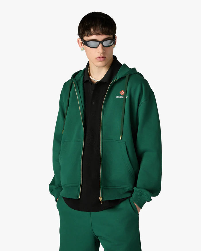 Sweat CASABLANCA  à capuche vert zippé style sport