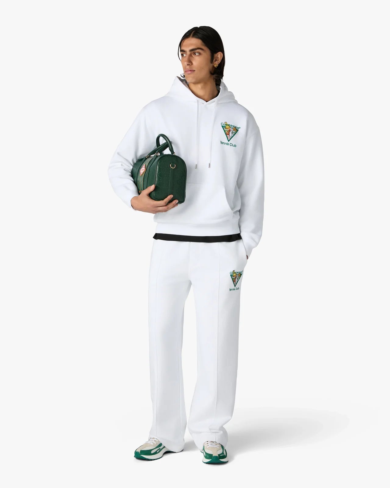 Sweat à capuche CASABLANCA blanc brodé Tennis Club Icon Pyramid Abduction