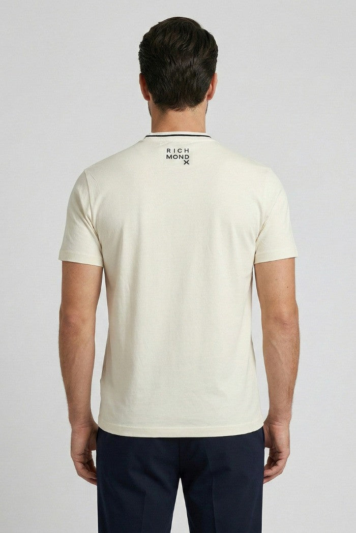 T-shirt homme John Richmond CHALONI UMP26335TS BLANC CASSÉ