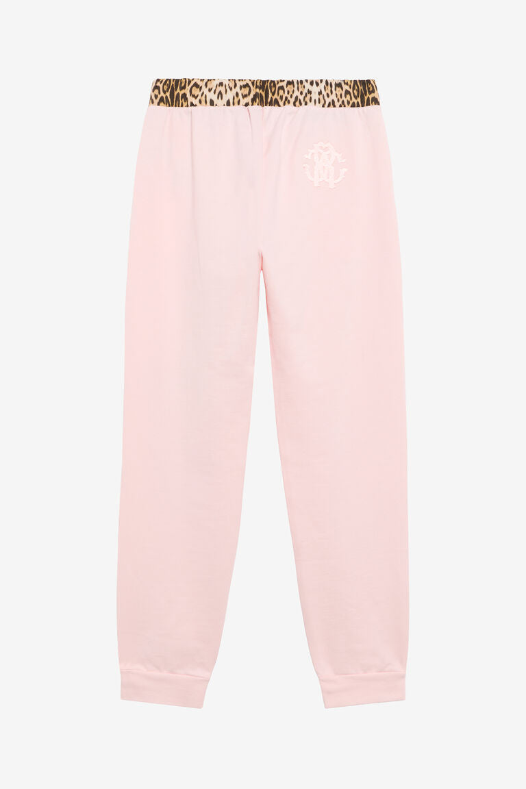Pantalon De Jogging Rose À Taille Léopard