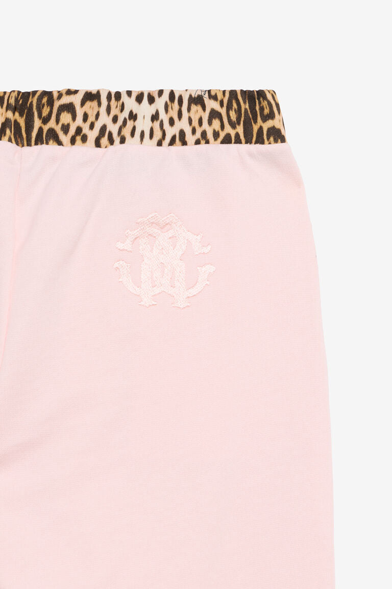 Pantalon De Jogging Rose À Taille Léopard
