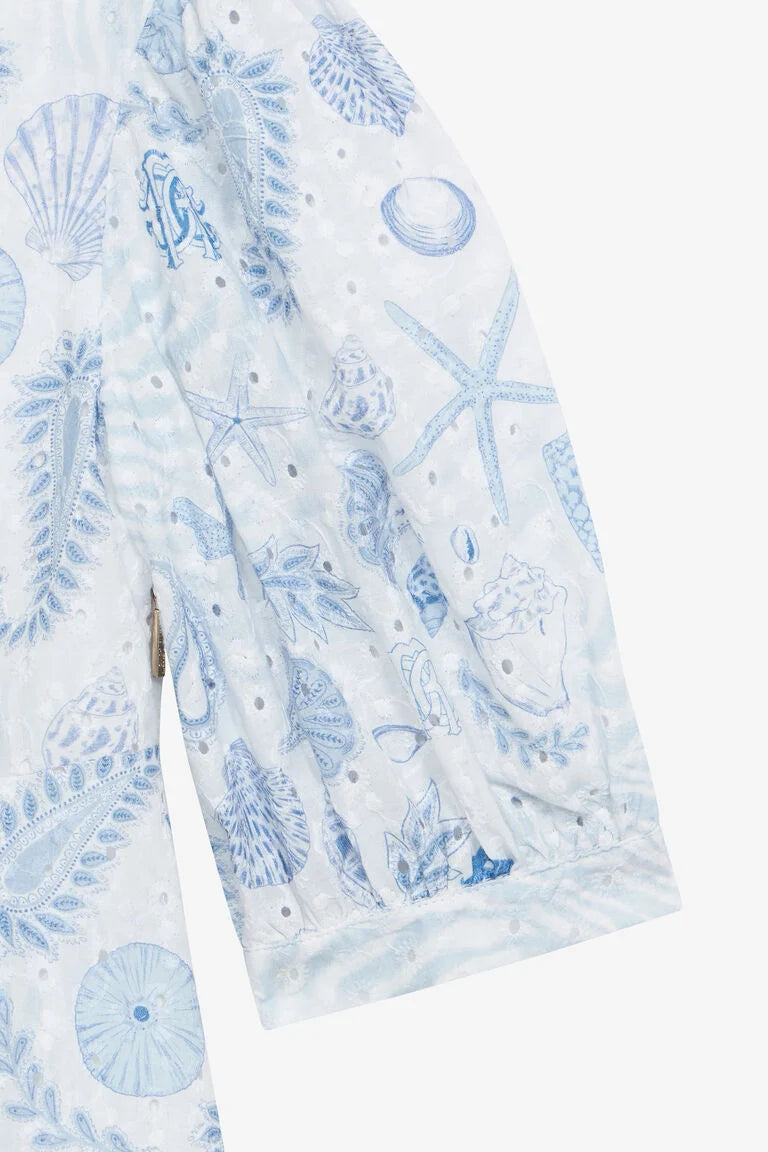 Robe En Broderie Anglaise À Imprimé Marine