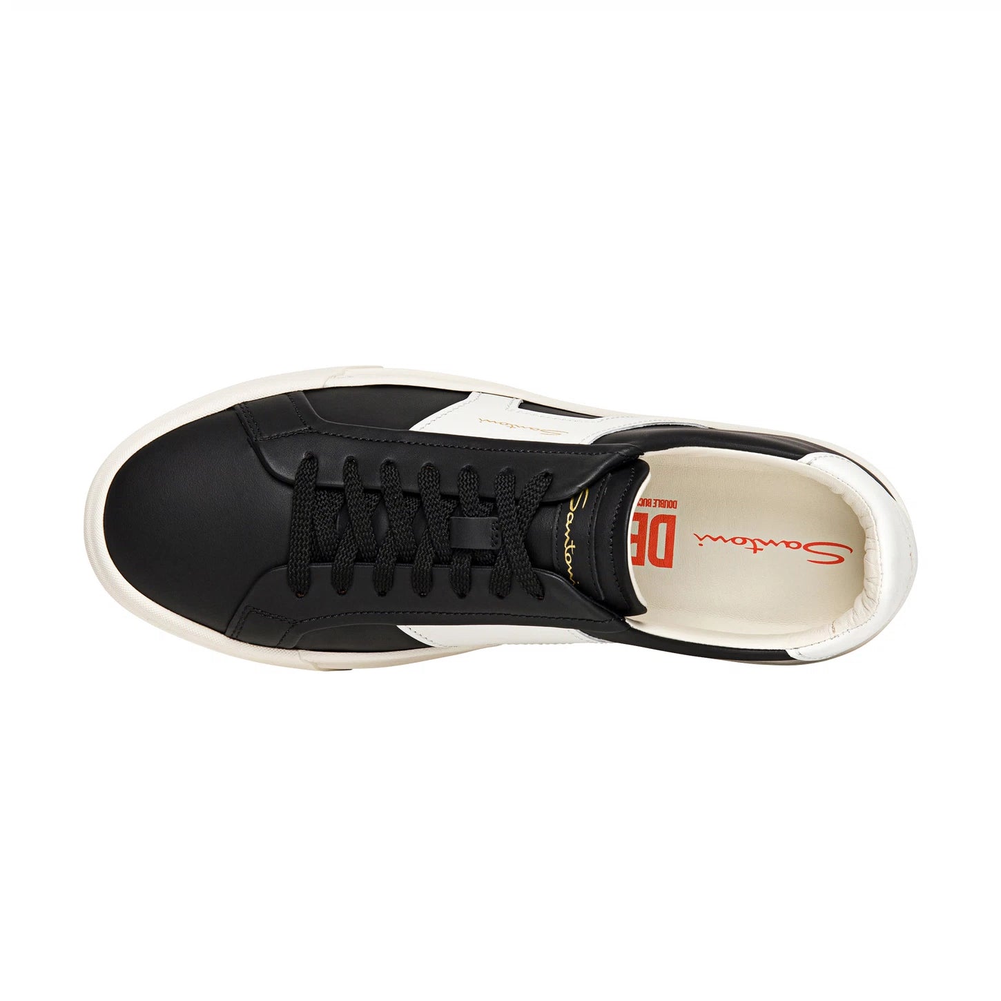 DOUBLE BUCKLE SNEAKER IN WHITE AND BLACK LEATHER FOR MEN 