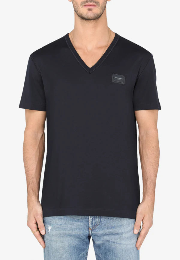 Logo Plate V-neck T-shirt