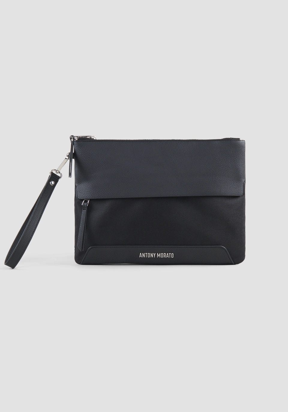 POCHETTE RECTANGULAIRE EN NYLON ET SIMILICUIR