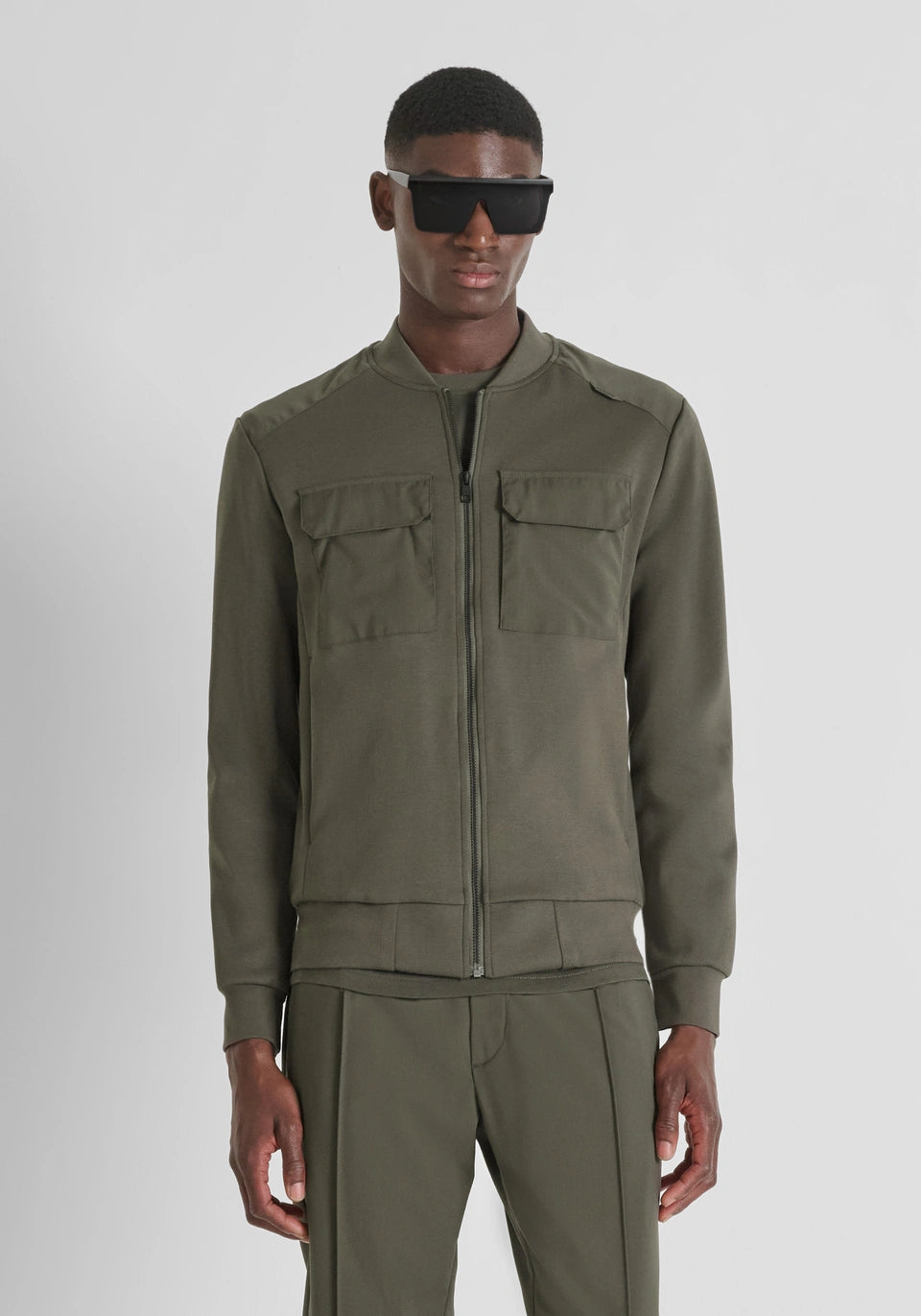 SWEAT AVEC ZIP SLIM FIT EN MÉLANGE COTON AVEC POCHES