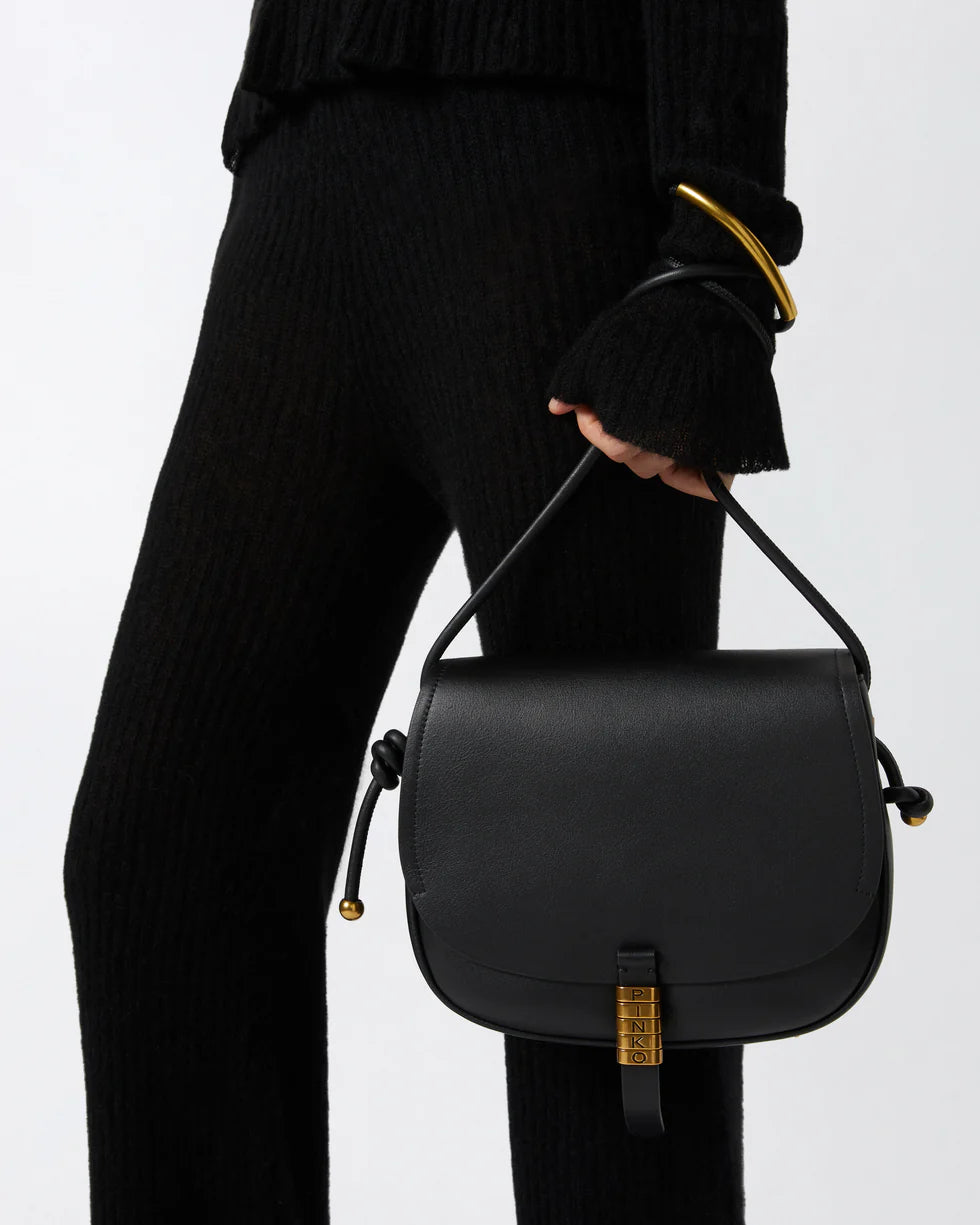 Grand sac bandoulière en cuir avec nœuds