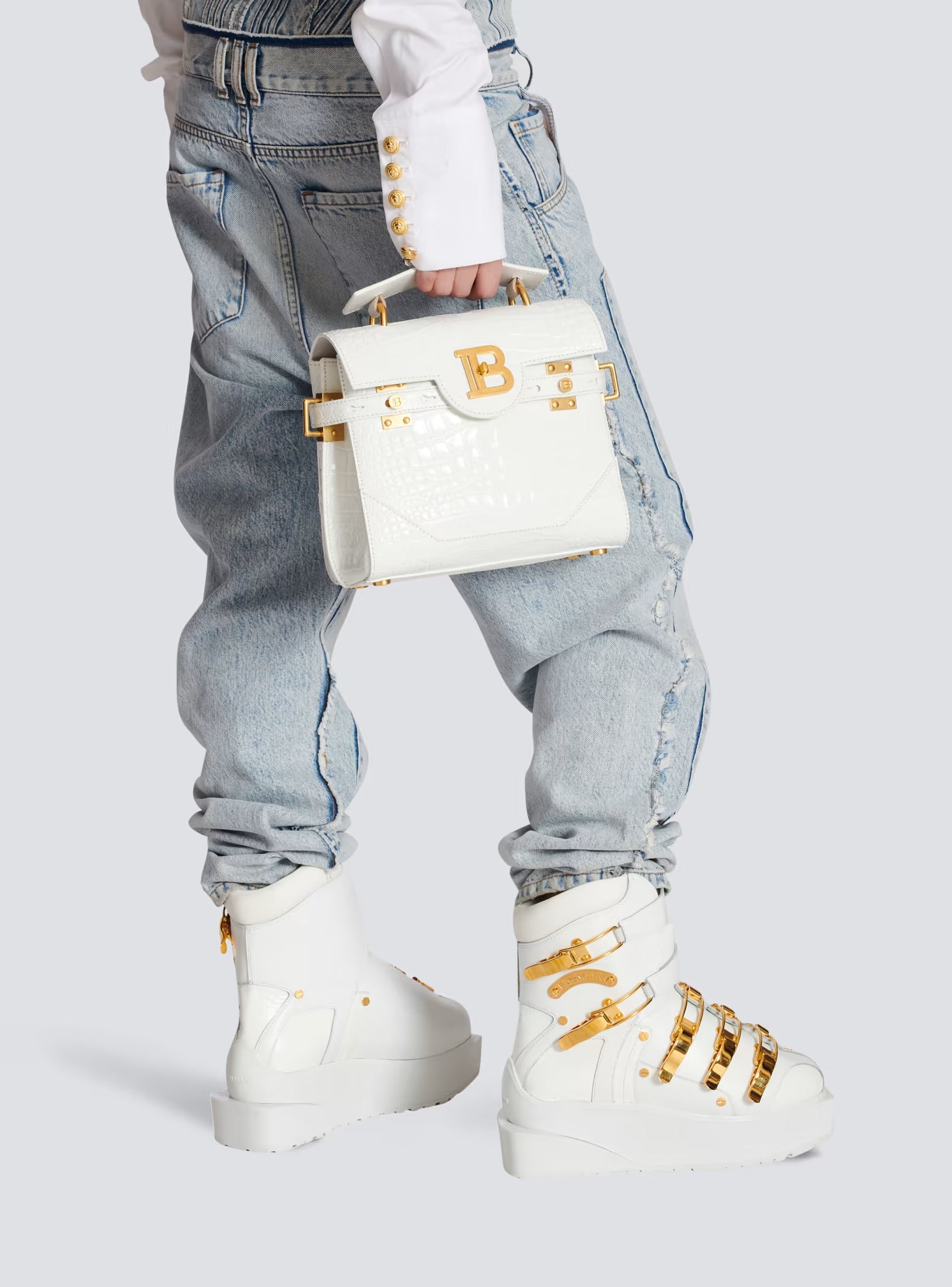 Sac Balmain En Cuir Croco