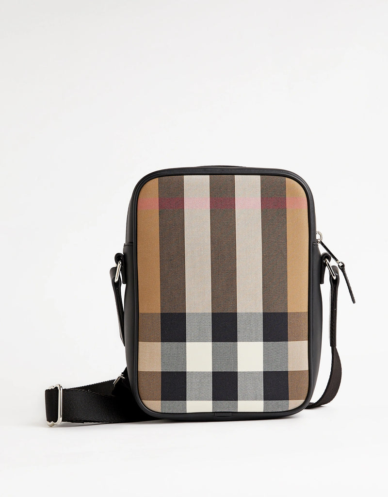 Sac bandoulière Paddy à carreaux IP marron taupe